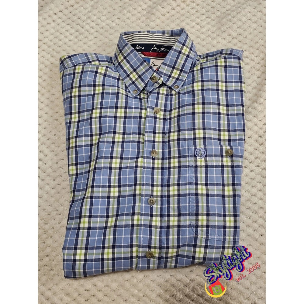 Wrangler Men's Blue Long Sleeve Cowboy Cut Plaid Button-Down Shirt Size Reg M